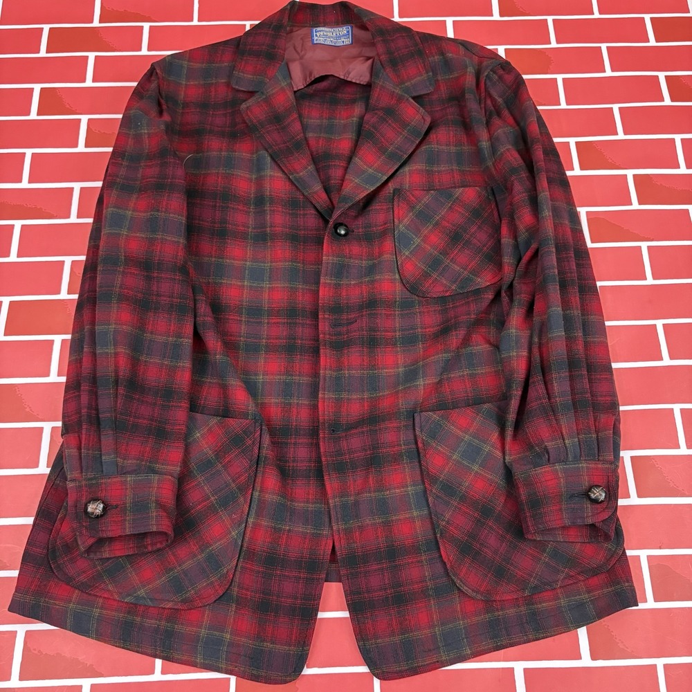 Vintage Pendleton Wool Shirt Jacket Blazer Jacket Plaid Size M Classic Western